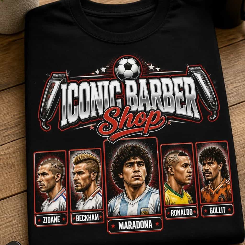 Majica za brijače i nogometne nostalgičare ICONIC BARBER