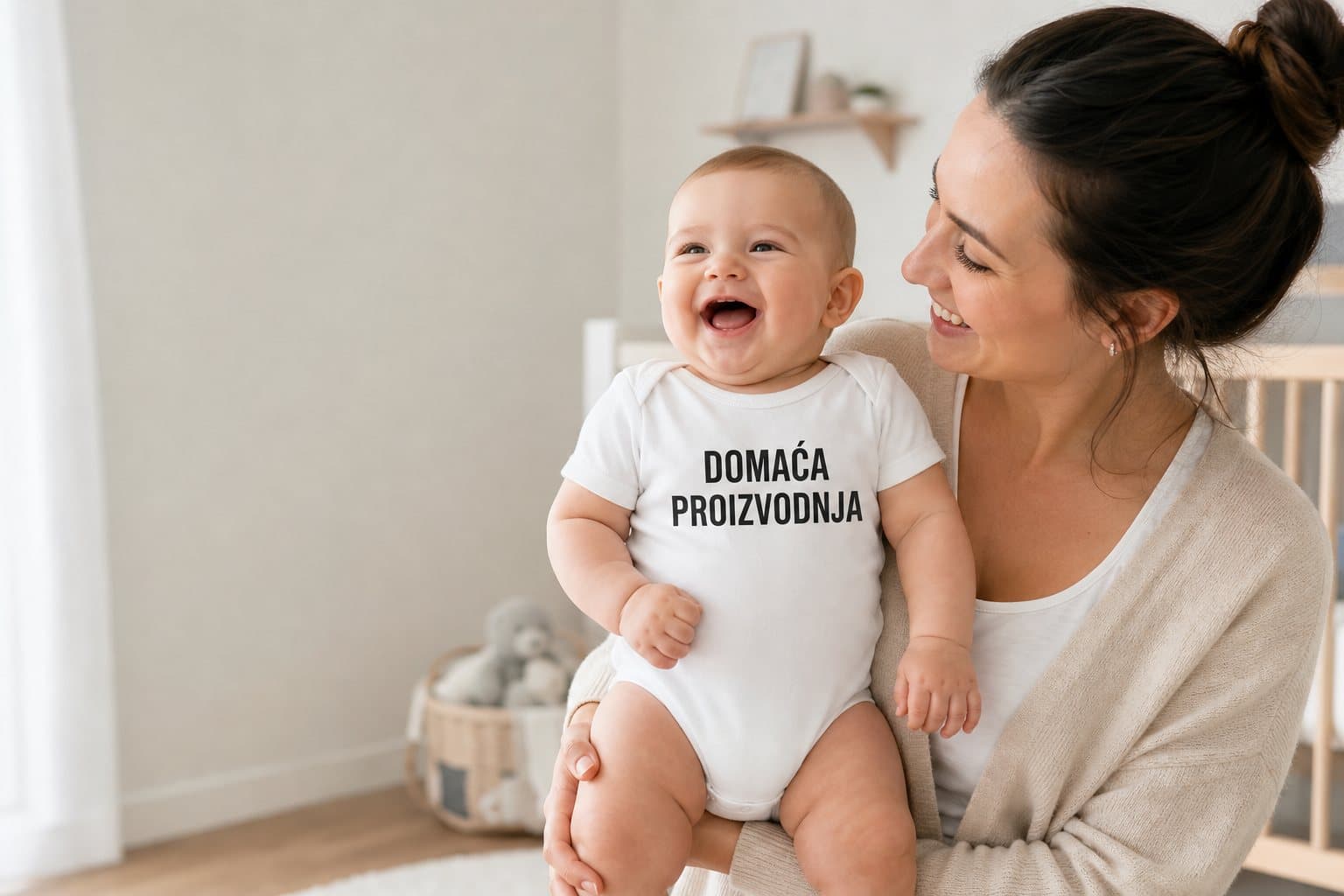 Mama pokazuje smiješni bodić za bebe Top-majice.hr