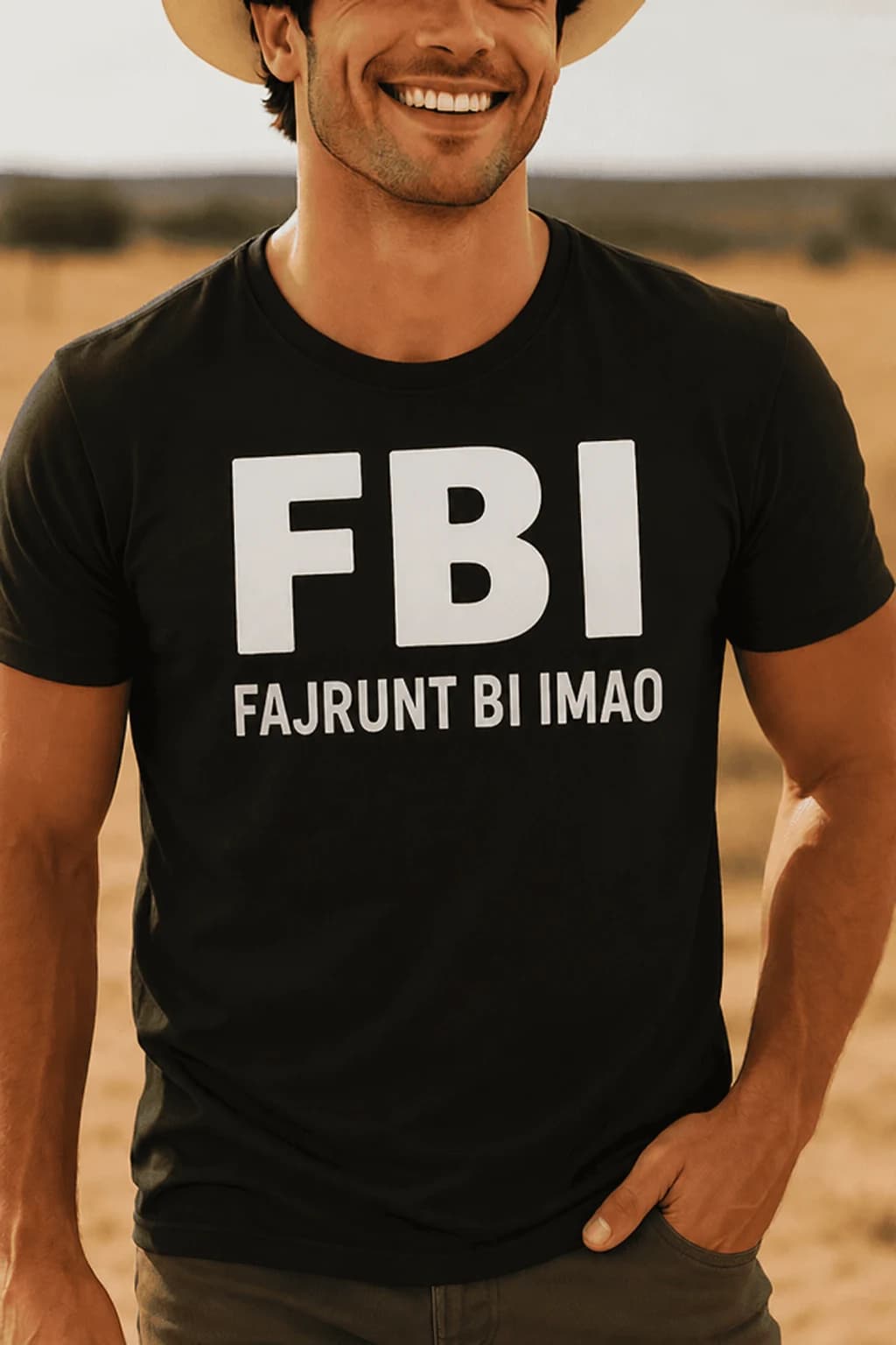 Crna majica s velikim natpisom FBI i natpisom Fajrunt bi imao ispod, smiješna majica za kolege s posla