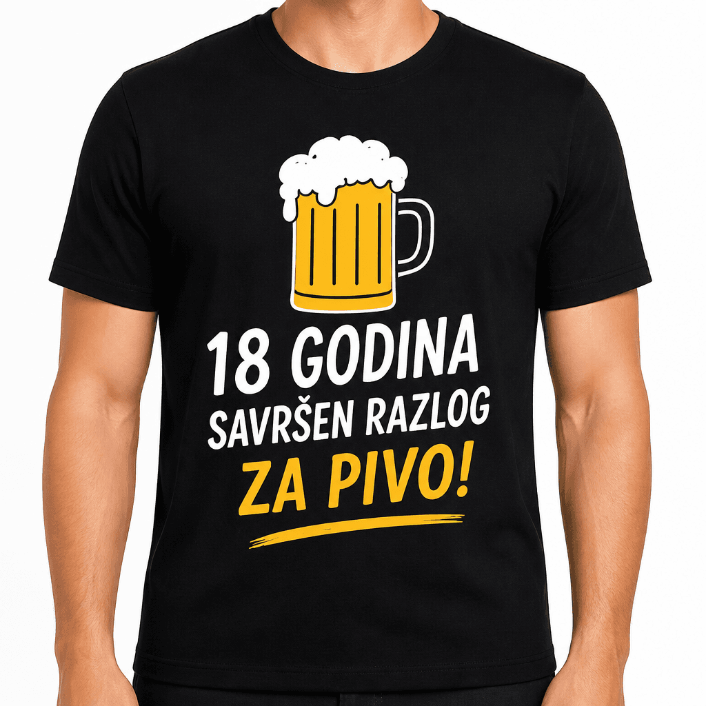 Majica za 18. rođendan – 18 godina savršen razlog za pivo!