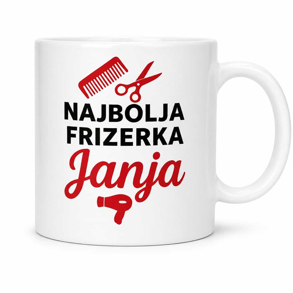 Šalica ‚NAJBOLJA FRIZERKA Janja' - poklon za frizerku