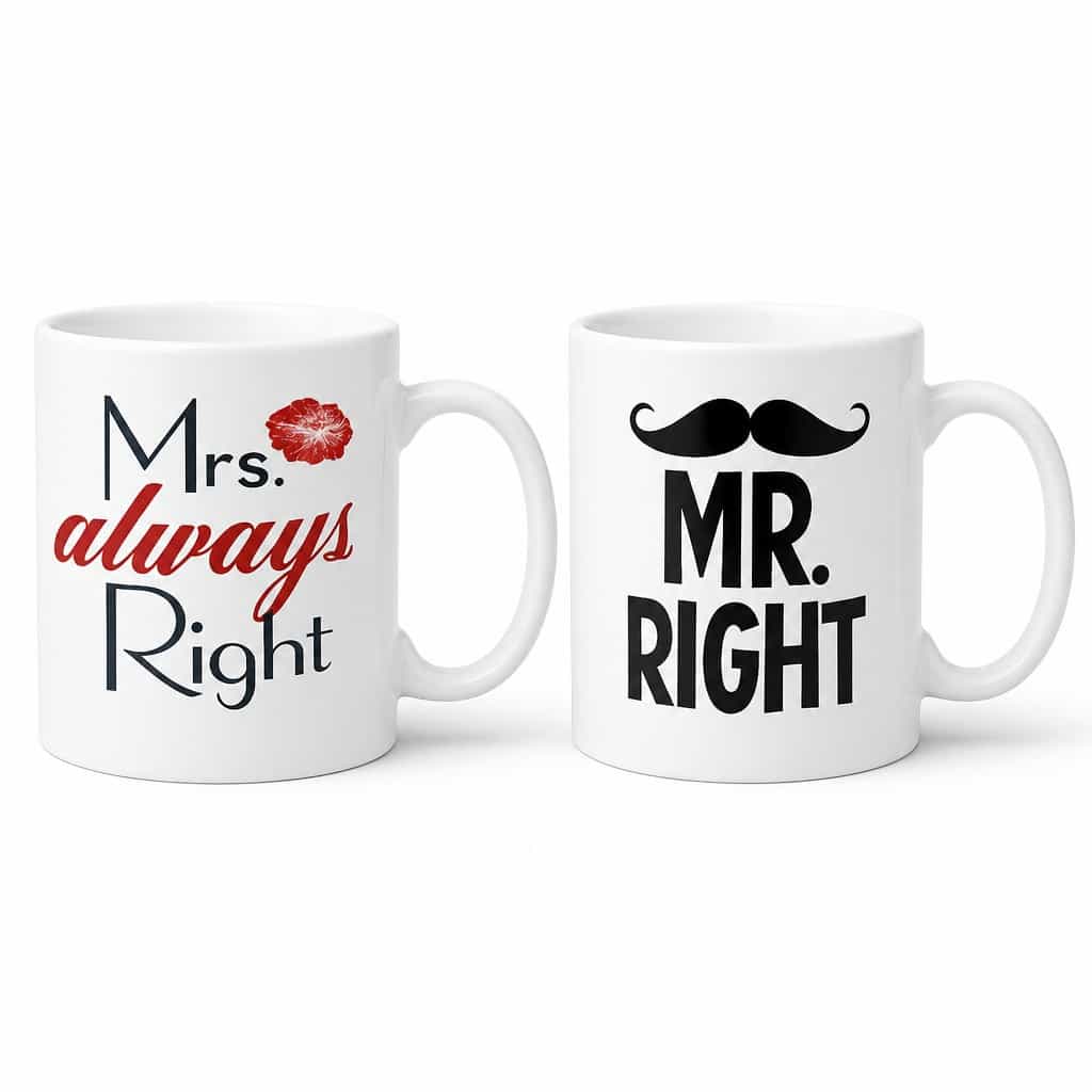 Šalica ‚Mrs. always Right MR. RIGHT' - poklon za parove