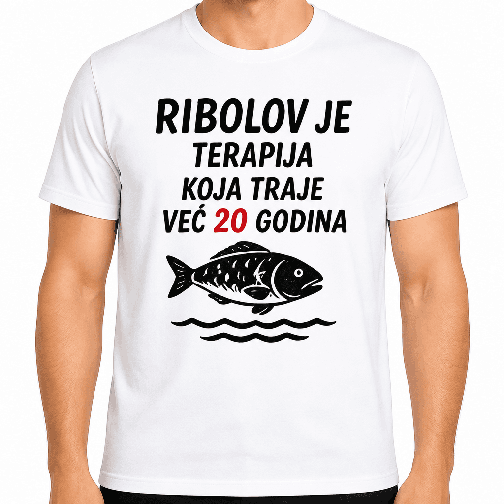 Majica za 20. rođendan – Ribolov je terapija koja traje već 20 godina