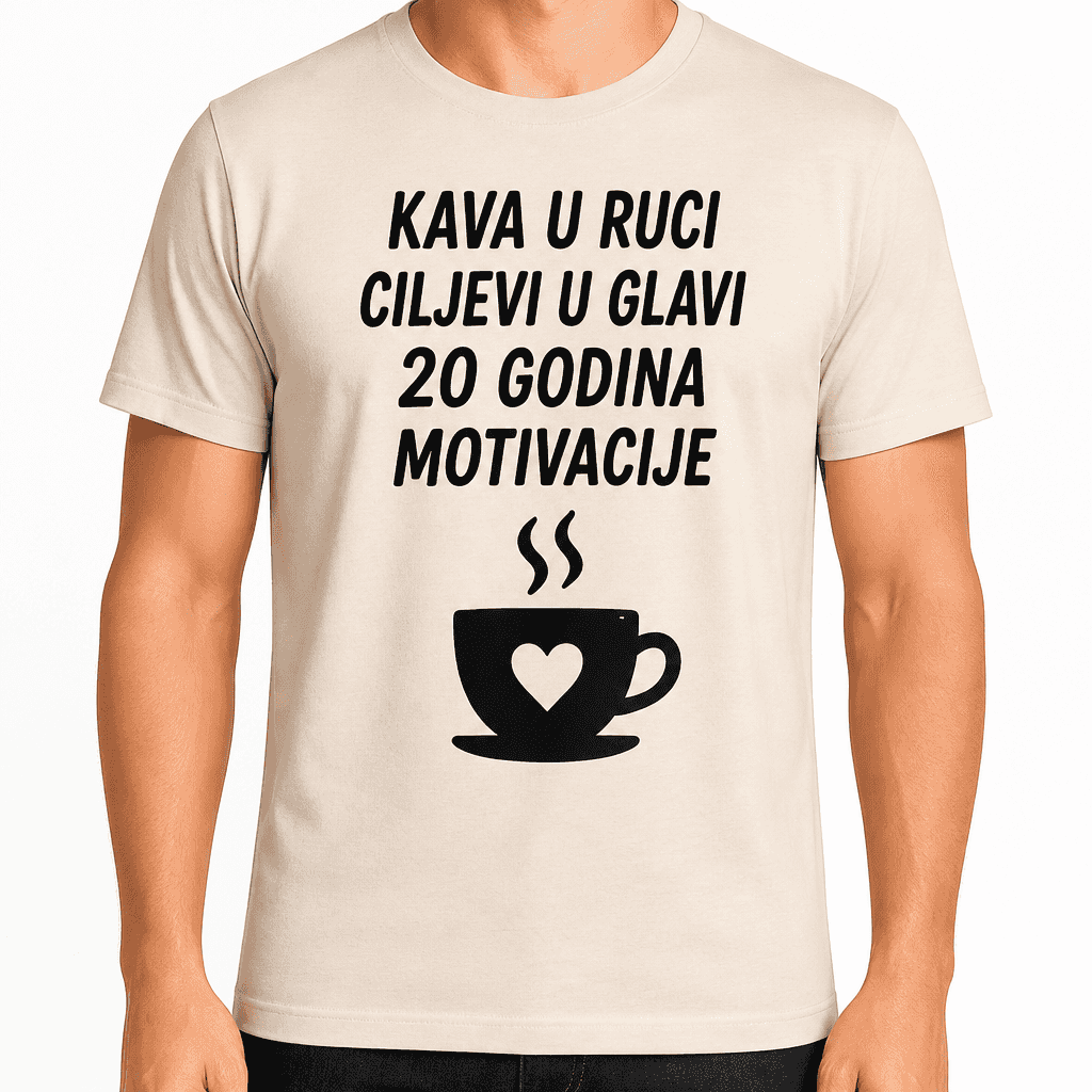Majica za 20. rođendan – Kava u ruci ciljevi u glavi 20 godina motivacije