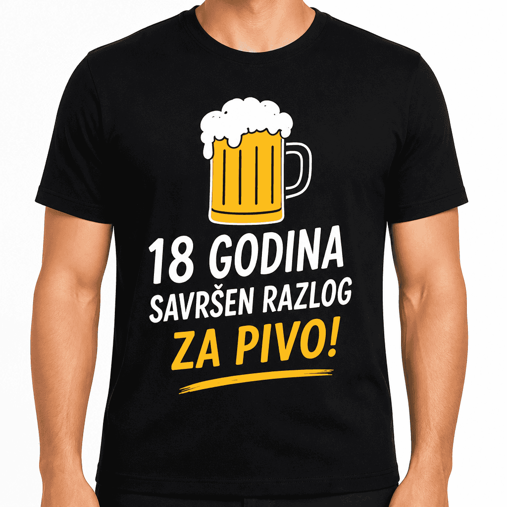 Majica za 18. rođendan – 18 godina savršen razlog za pivo!