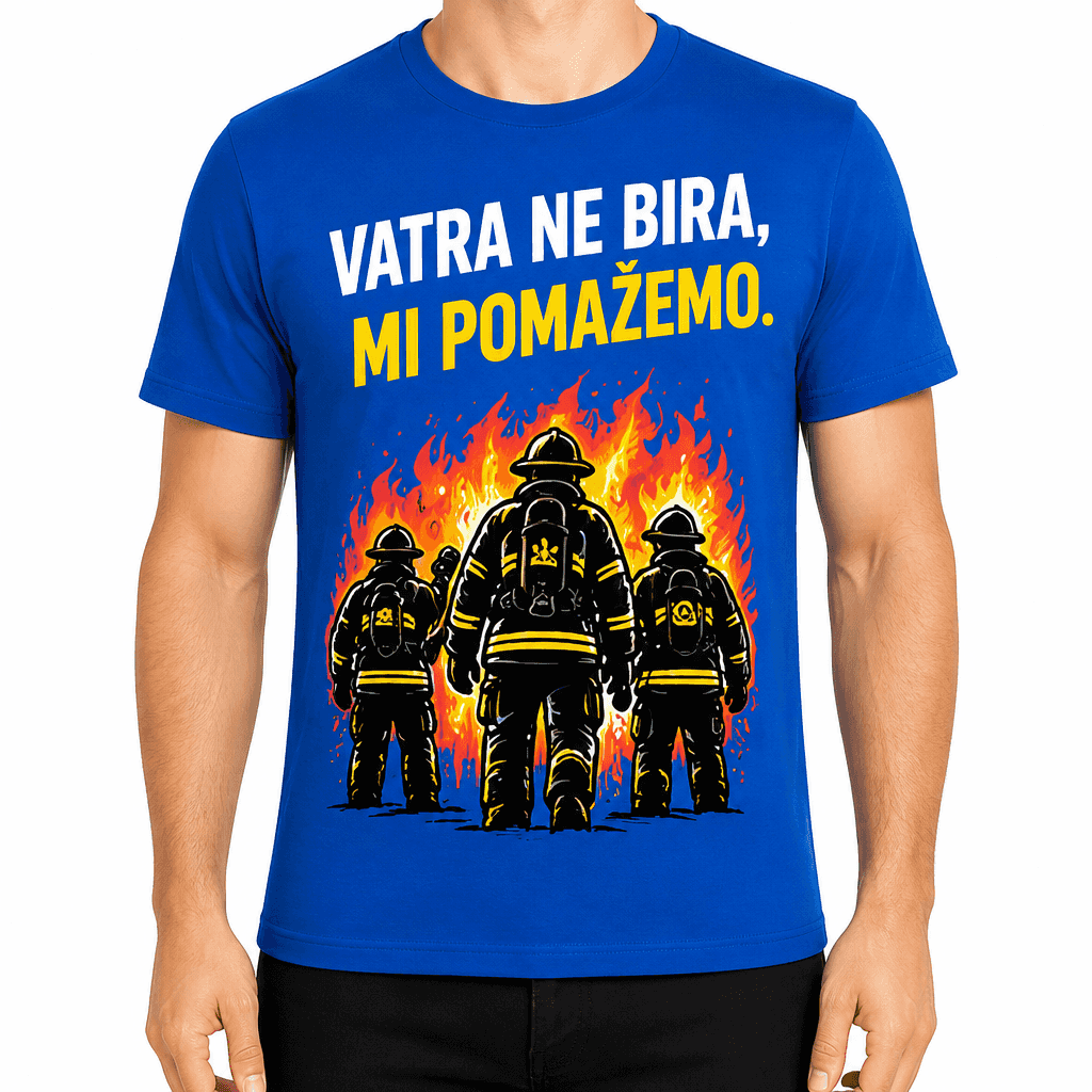 Majica za vatrogasca – Vatra ne bira, mi pomažemo.