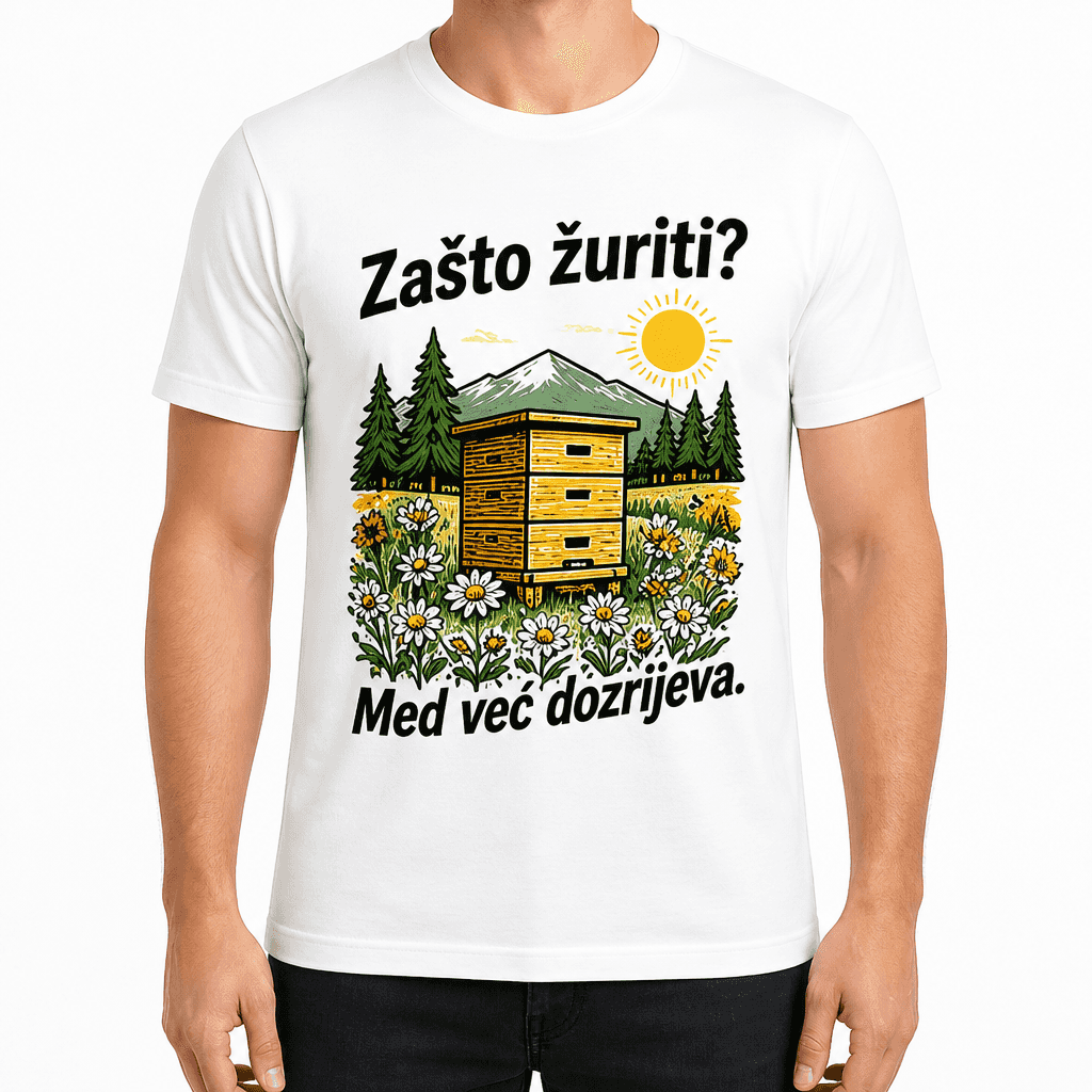 Majica za pÄelara ā ZaÅ”to žuriti? Med veÄ dozrijeva.
