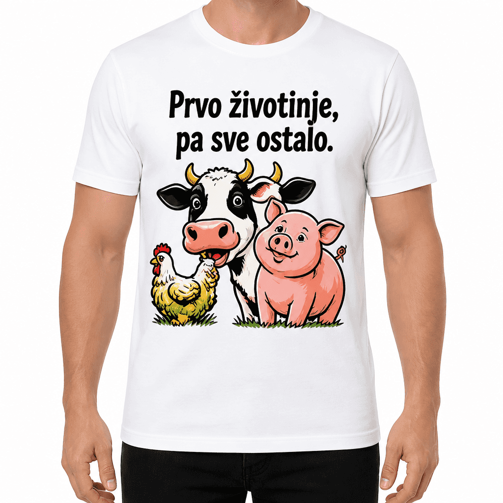 Majica za poljoprivrednika – Prvo životinje, pa sve ostalo.