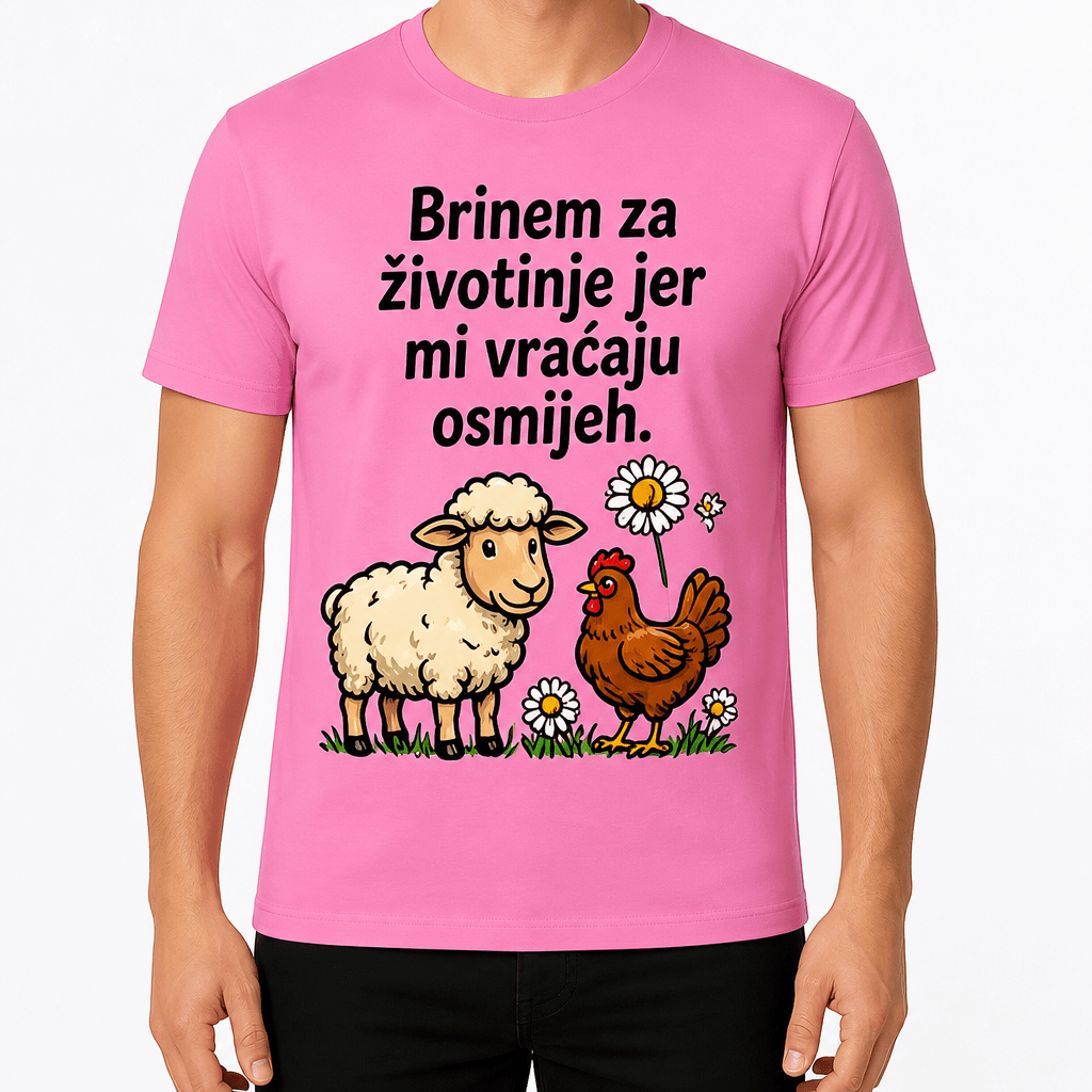Majica za poljoprivrednika – Brinem za životinje jer mi vraćaju osmijeh.