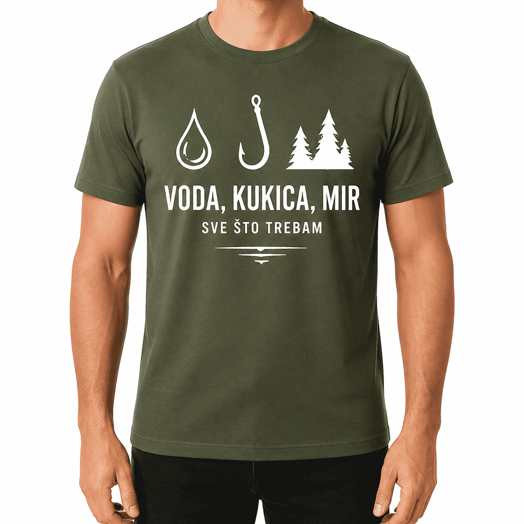 Majica za ribare – VODA, KUKICA, MIR