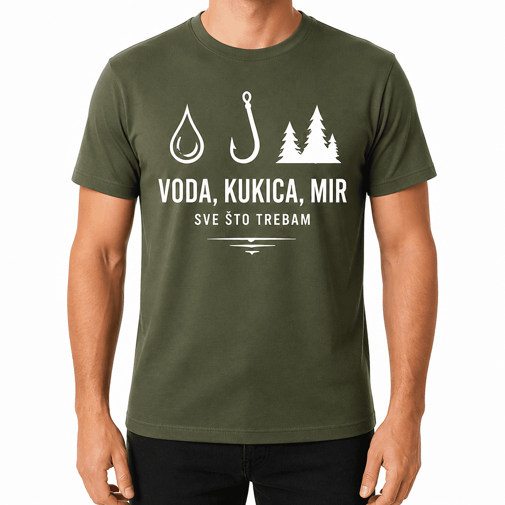 Majica za ribare – VODA, KUKICA, MIR