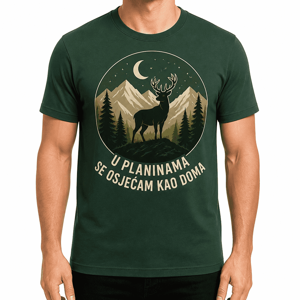 Majica za lovca – U PLANINAMA SE OSJEĆAM KAO DOMA