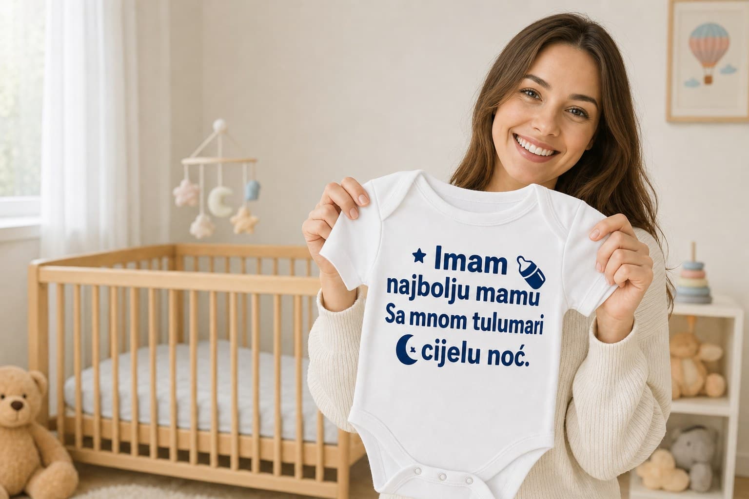Mama pokazuje smiješni bodić za bebe Top-majice.hr