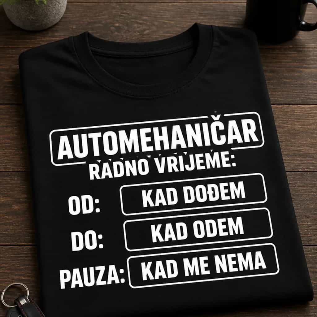 Majica automehaničar radno vrijeme: kad dođem, kad odem