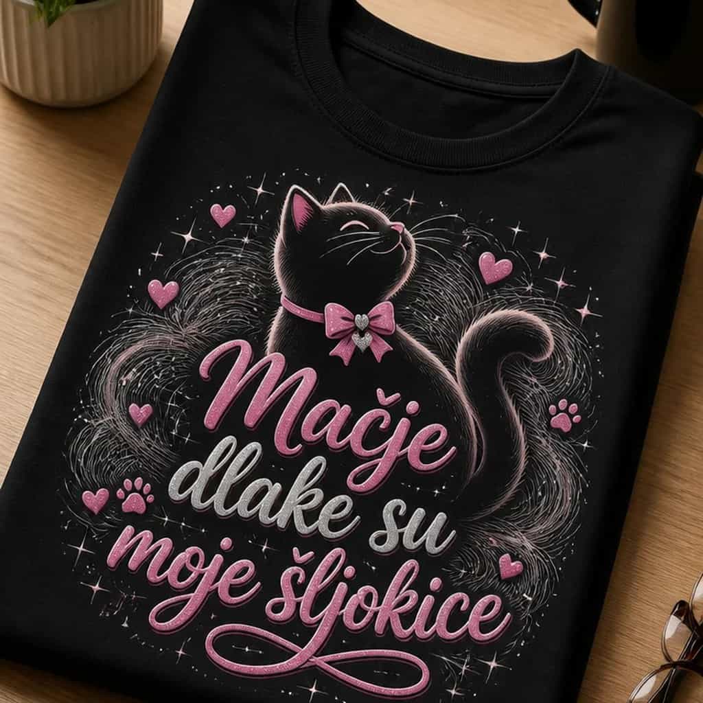 Majica s mačjim dlakama – Mačje dlake su moje šljokice