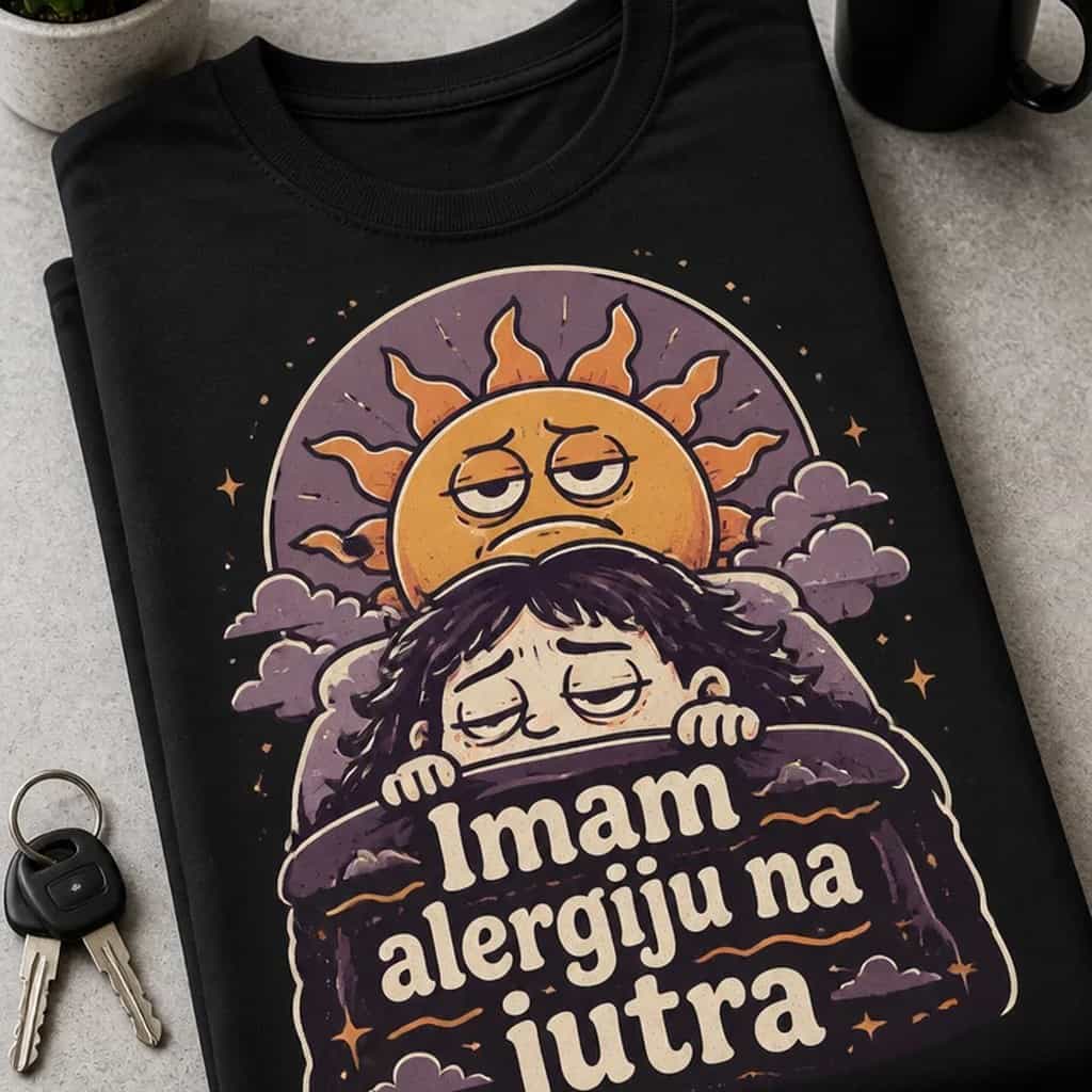 Majica s natpisom Imam alergiju na jutra