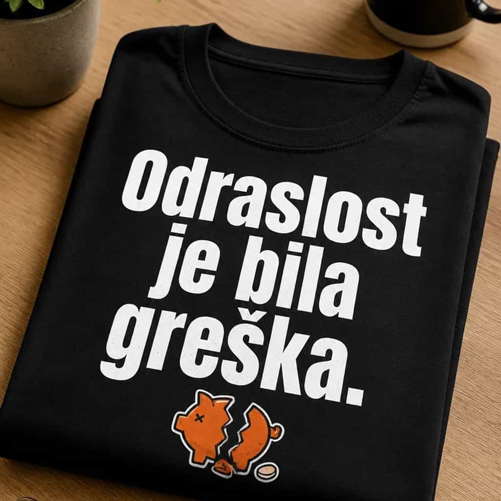 Majica s natpisom Odraslost je bila greška.