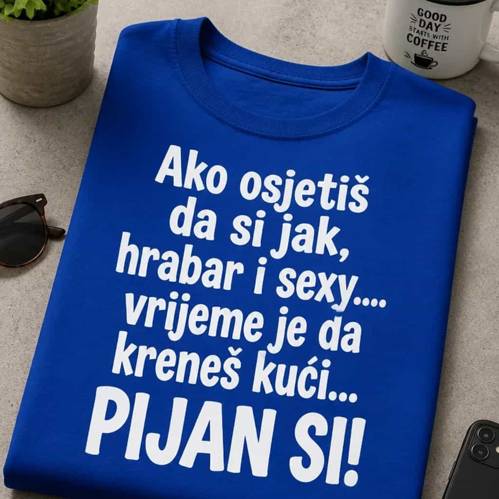 Majica Ako si jak, hrabar i sexy... pijani si, idi kući