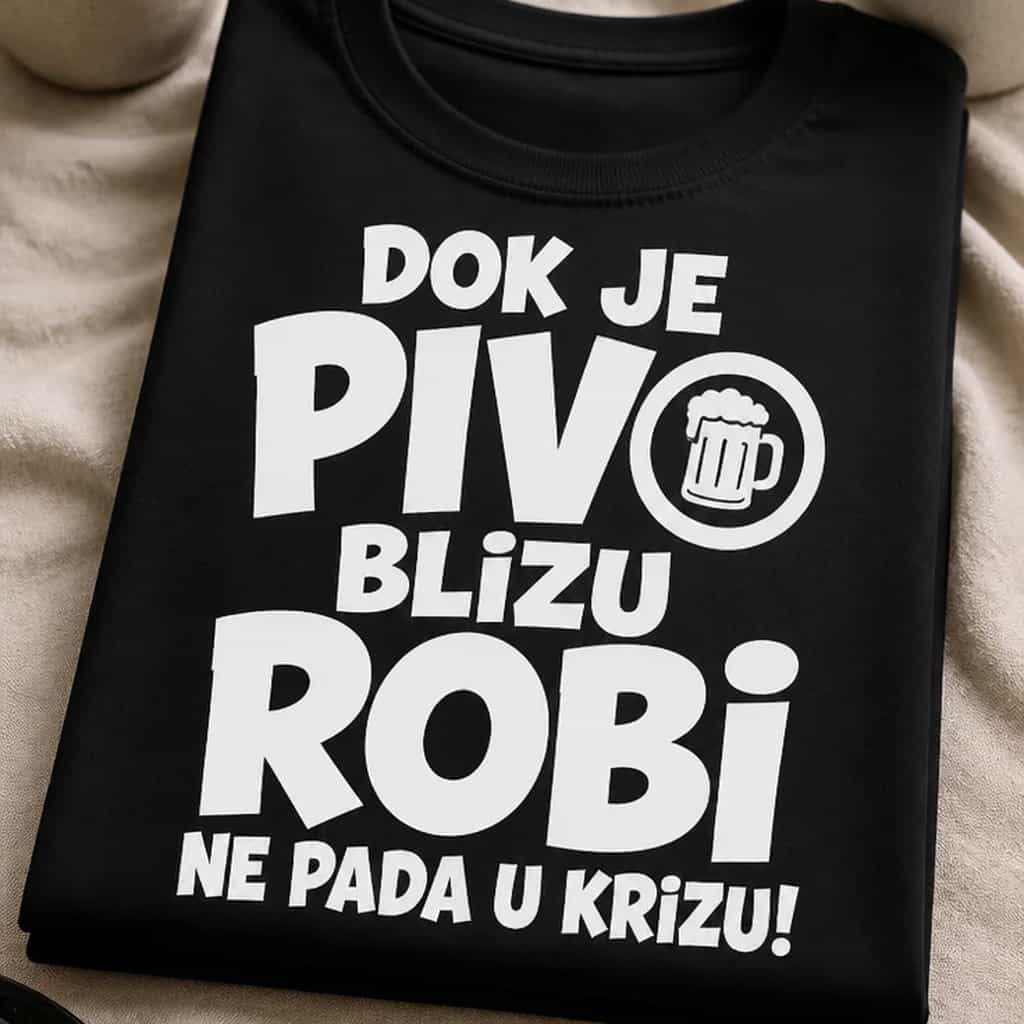 Majica DOK JE PIVO BLIZU ROBI NE PADA U KRIZU