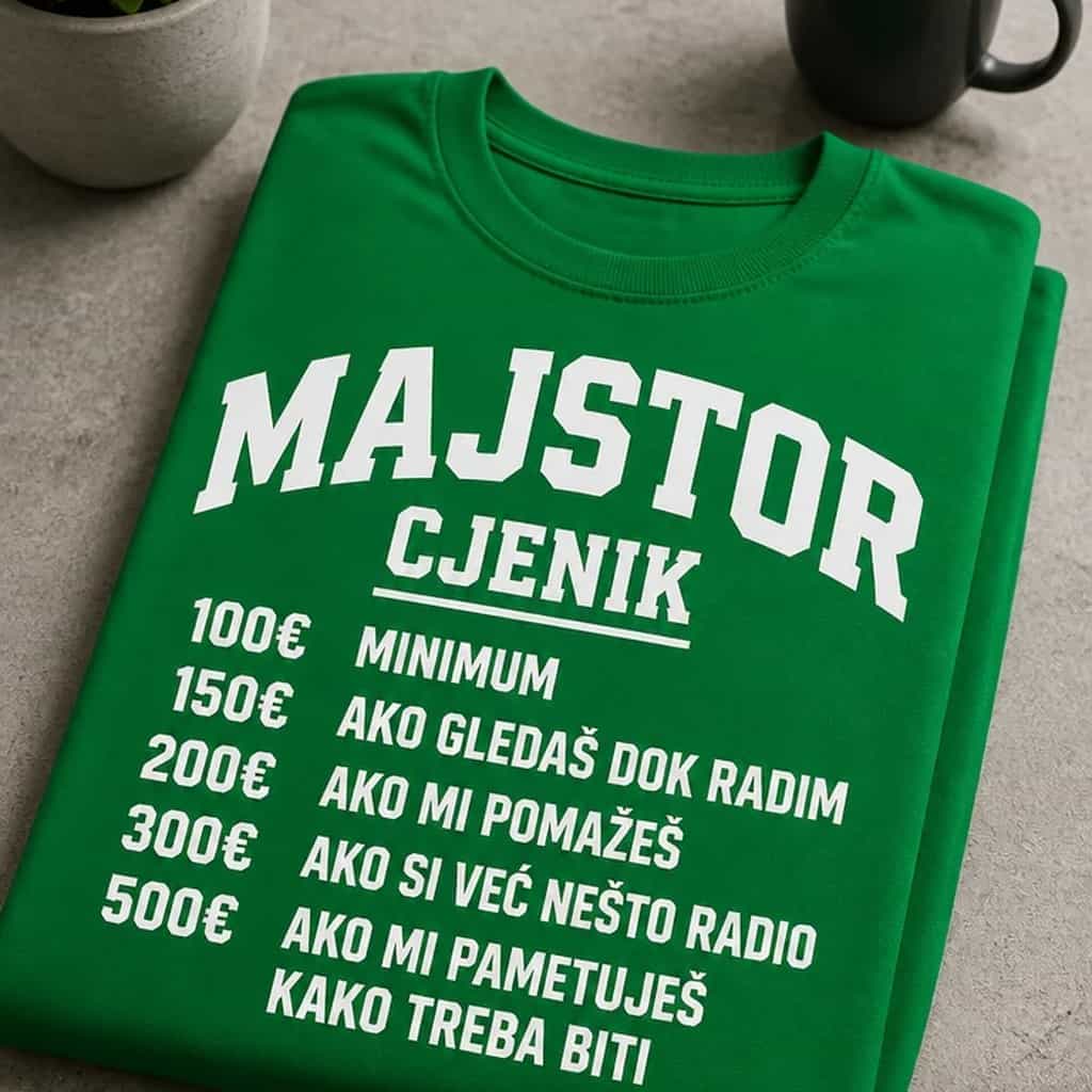 Majica majstor cjenik: 100€ minimum, 500€ ako pametuješ
