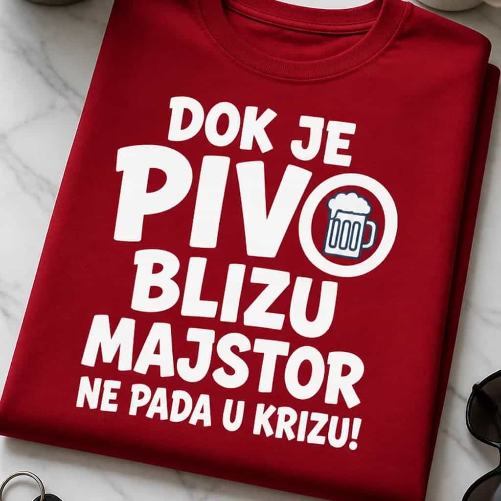 Majica za majstore dok je pivo blizu majstor ne pada u krizu