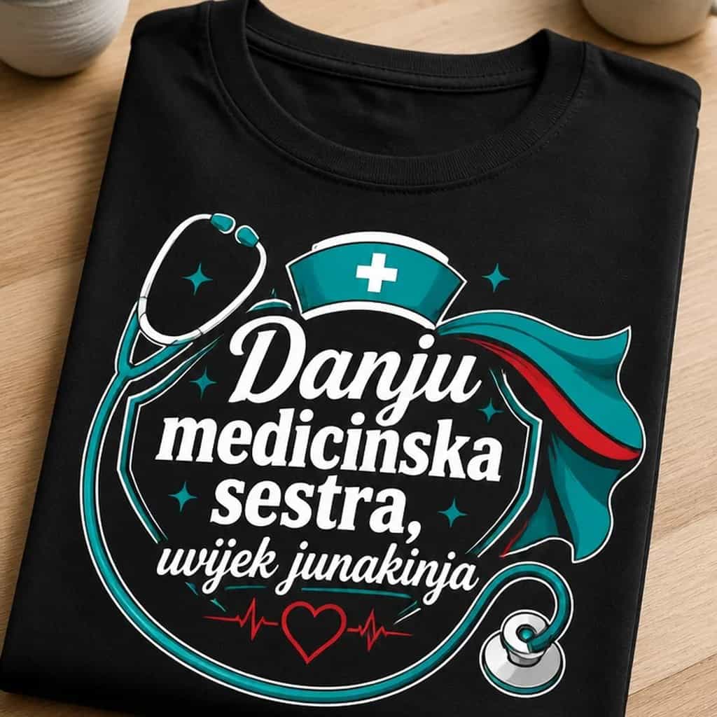 Majica za medicinsku sestru danju sestra, uvijek junakinja