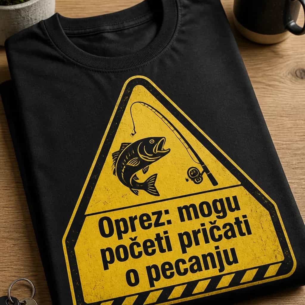 Majica za ribolov "Oprez: mogu početi pričati o pecanju"