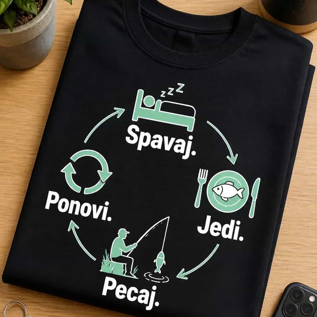 Majica za ribolov Spavaj. Jedi. Pecaj. Ponovi.