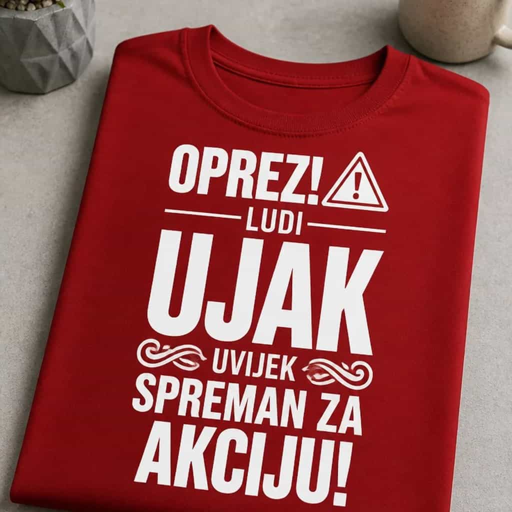 Majica za ujaka - OPREZ! LUDI UJAK UVIJEK SPREMAN ZA AKCIJU!