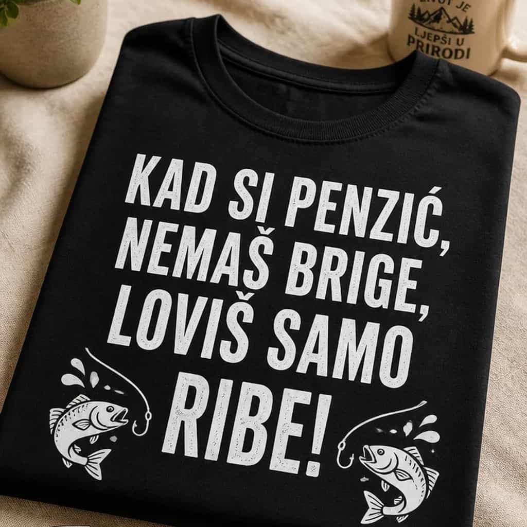 Majica za umirovljenike ribolovce kad si penzić, loviš ribe
