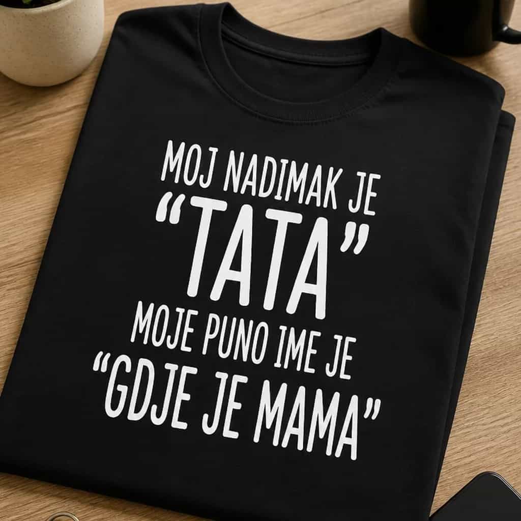 Majica za tate moj nadimak je tata, puno ime gdje je mama