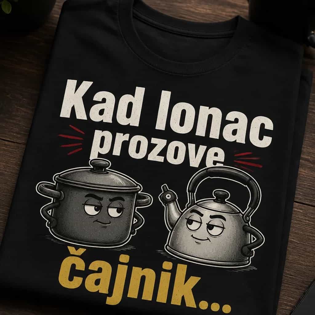 Muška majica s natpisom Kad lonac prozove čajnik...