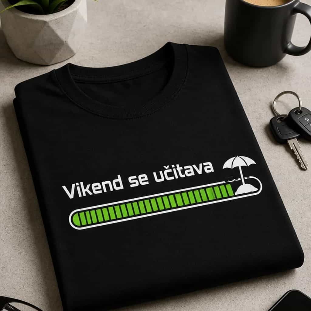 Muška majica s natpisom Vikend se učitava