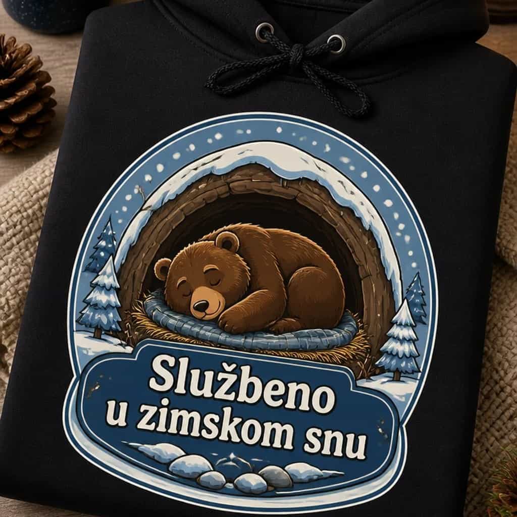 Muška hoodica s kapuljačom i sloganom Službeno u zimskom snu