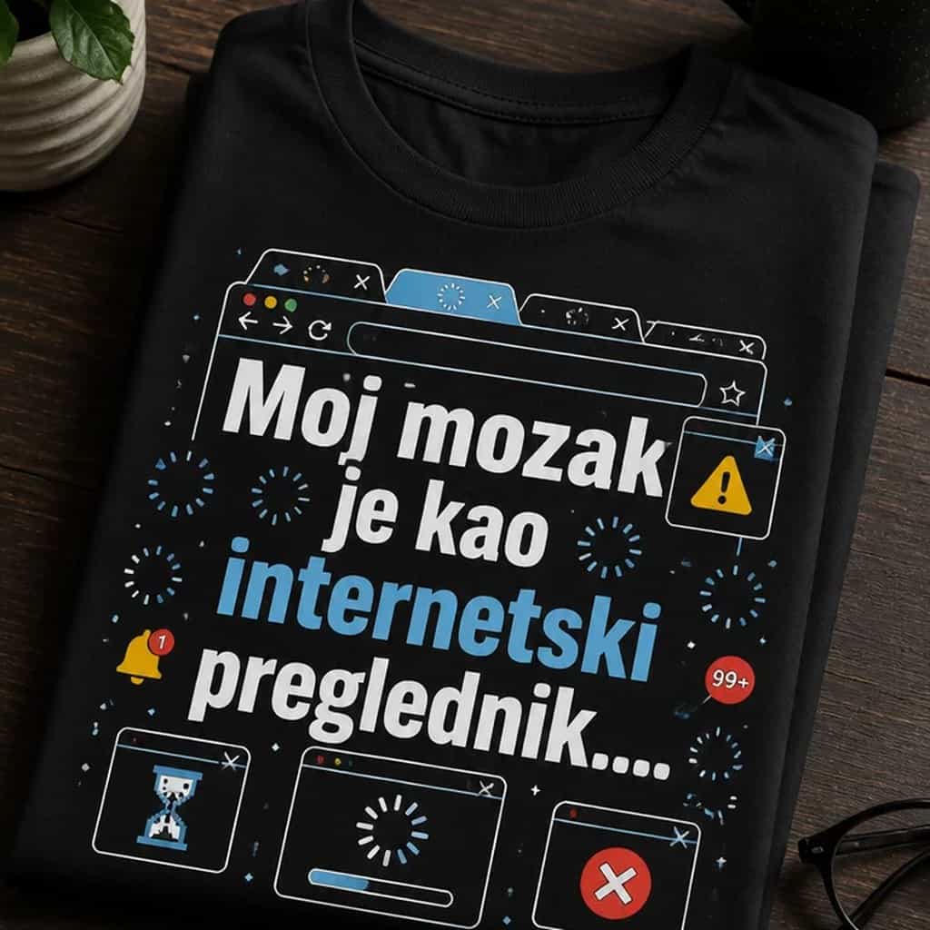 smiješna majica Moj mozak je kao preglednik....