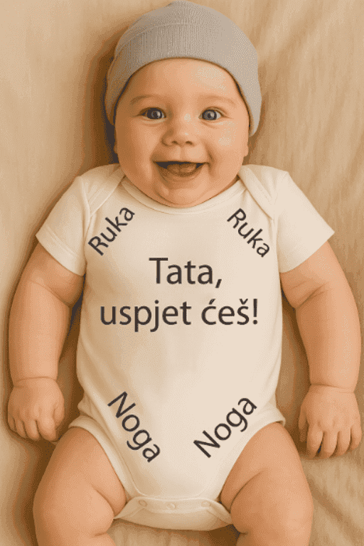 Bodi za bebe - Ruka Ruka Tata, uspjet ćeš! Noga Noga