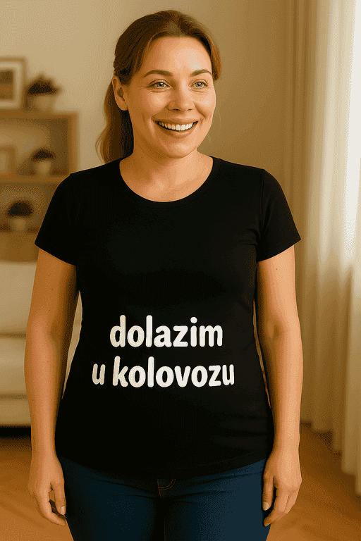 Majica za trudnice - dolazim u kolovozu