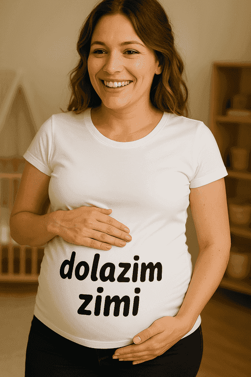 Majica za trudnice - dolazim zimi
