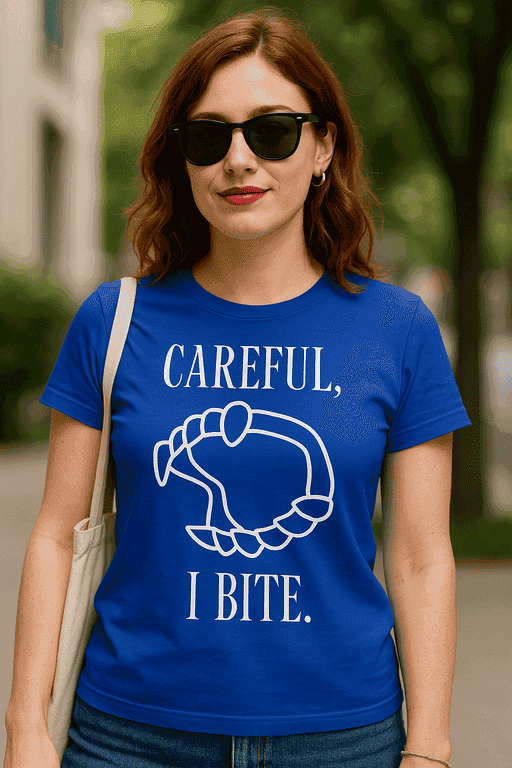 Majica za žene s oštrim humorom - CAREFUL, I BITE.