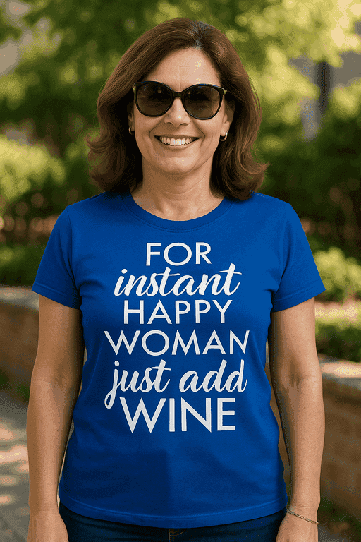Majica za žene - FOR instant HAPPY WOMAN just add WINE