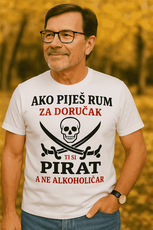 Majica ako piješ rum za doručak, ti si pirat