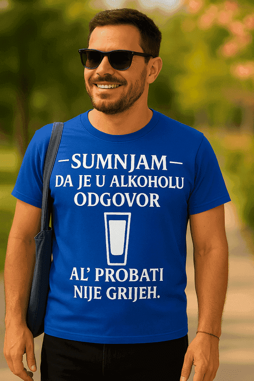 Majica s natpisom sumnjam da je odgovor u alkoholu