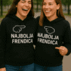 Najbolja majica s natpisom Najbolja Frendica, comical hoodie sex, ultra soft material, casual wear, trendy casual fashion options .