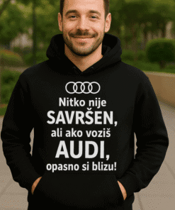 Audi majica s hrvatskim natpisom, moderna i udobna, za ljubitelje poznatog njemačkog automobila.