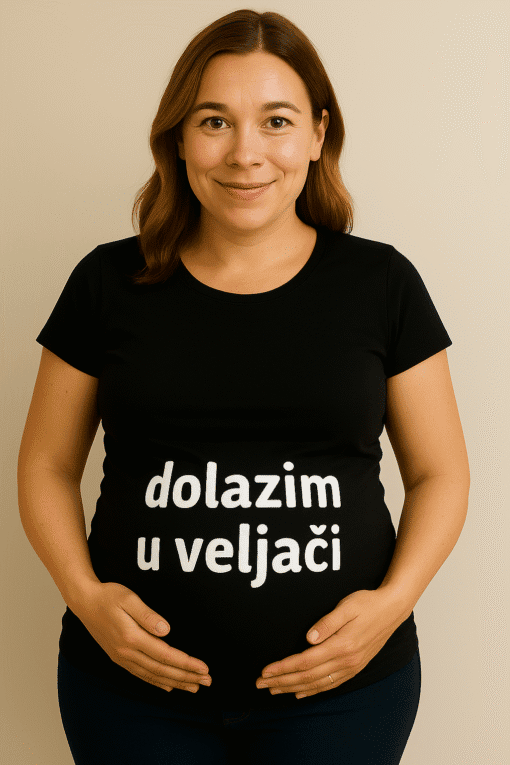 Dizajnerska majica za trudnice, personalizirani majice za buduće majke, majice s natpisom optima.