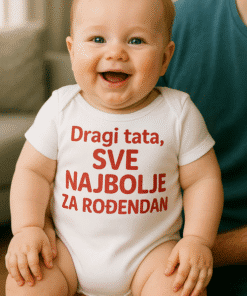 Slađeni tatin rođendanski bodi za bebe s tekstom Dragi tata, sve najbolje za rođendan.