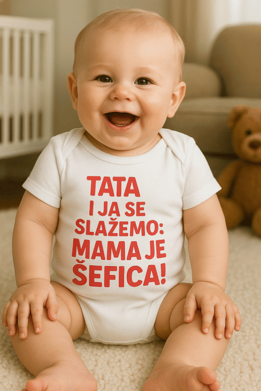 Tata i ja se slažemo: mama je šefica, majice za djecu, optima majice.