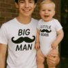 Ovrha majica za tatu i bebu s natpisima "Big Man" i "Little Man" za roditelje i djecu.