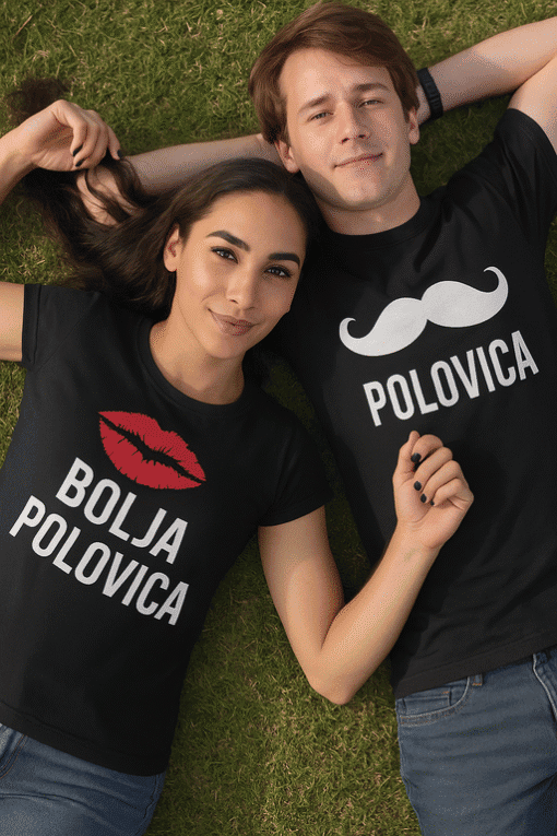 Polovica majice s natpisom Polovica i humorom za parove.