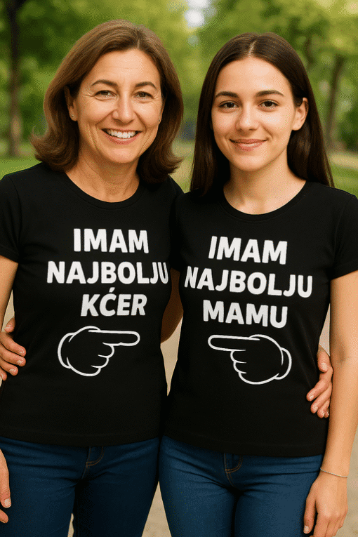 Majice za obitelj, mama i kći, personalizirane s natpisom za posebno povezivanje, savršeni su modni detalji za svaku priliku.